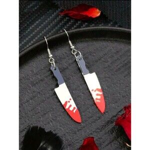 Bloody Knife Knives Halloween Gothic 6.7 cm Dangle Earrings